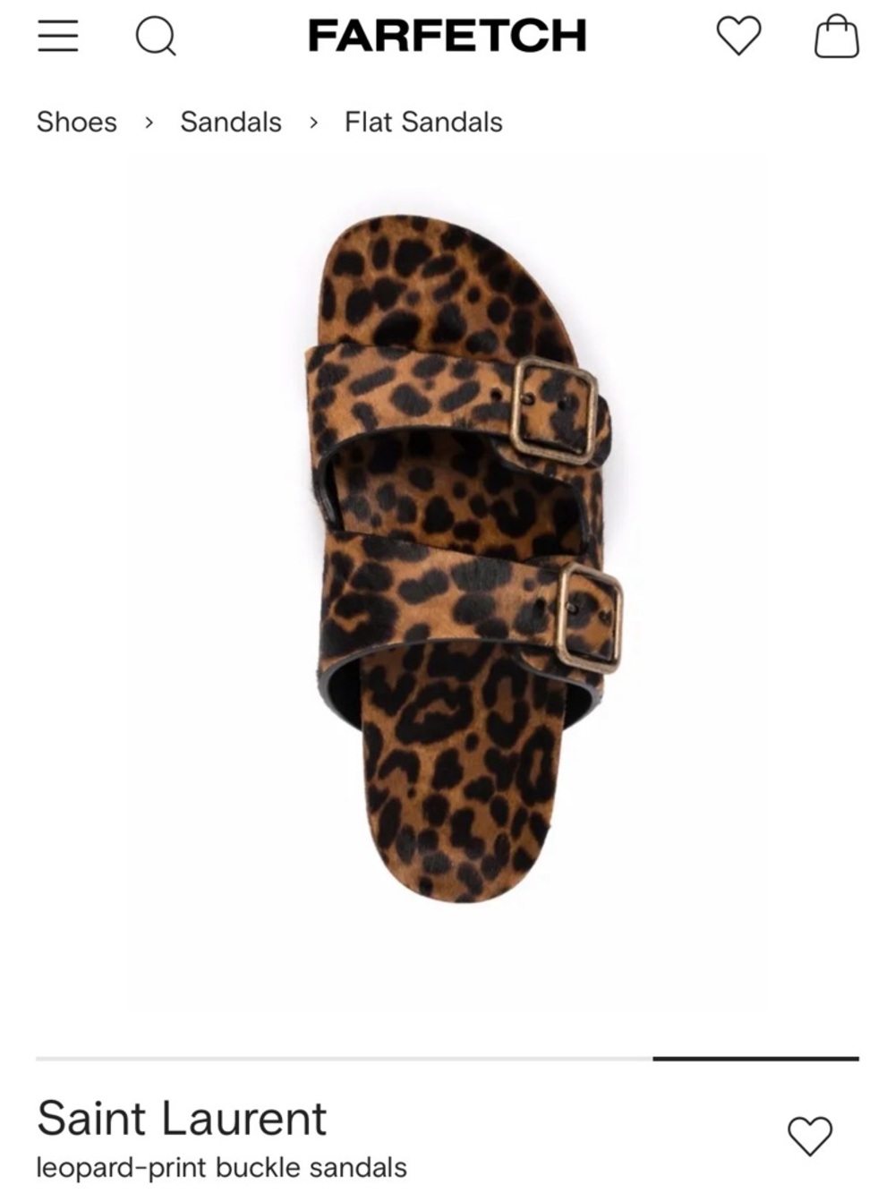 Saint Laurent Brown Leopard Print Double-Buckle Sandals